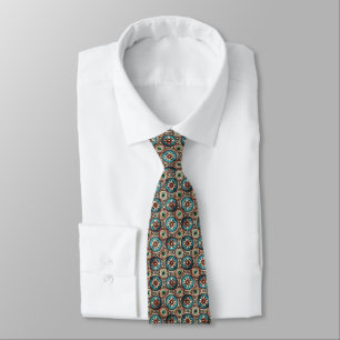Cravate Motif floral Steampunk - Bleu, Vert & Cuivre