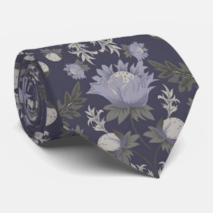 Cravate Motif floral symétrique violet foncé