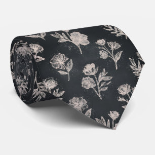 Cravate Motif floral tableau noir