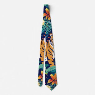 Cravate Motif Floral Tiger Jungle