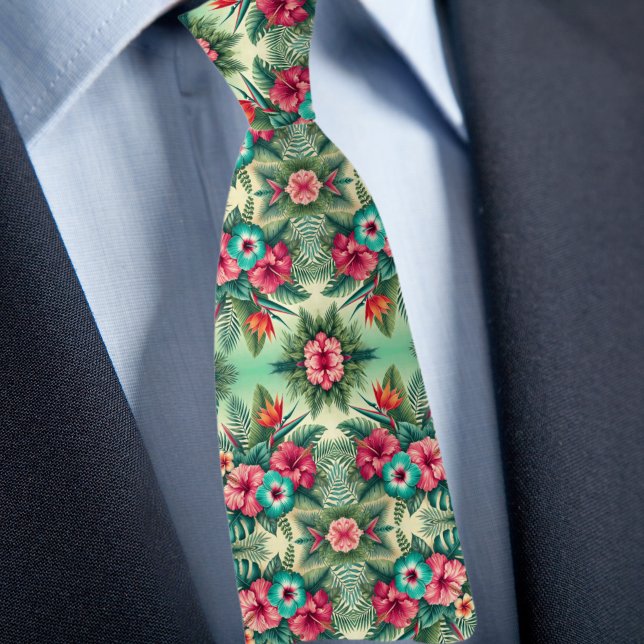 Cravate Motif Floral Tropical (Créateur téléchargé)