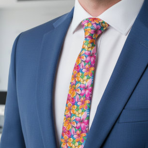 Cravate Motif floral tropical coloré