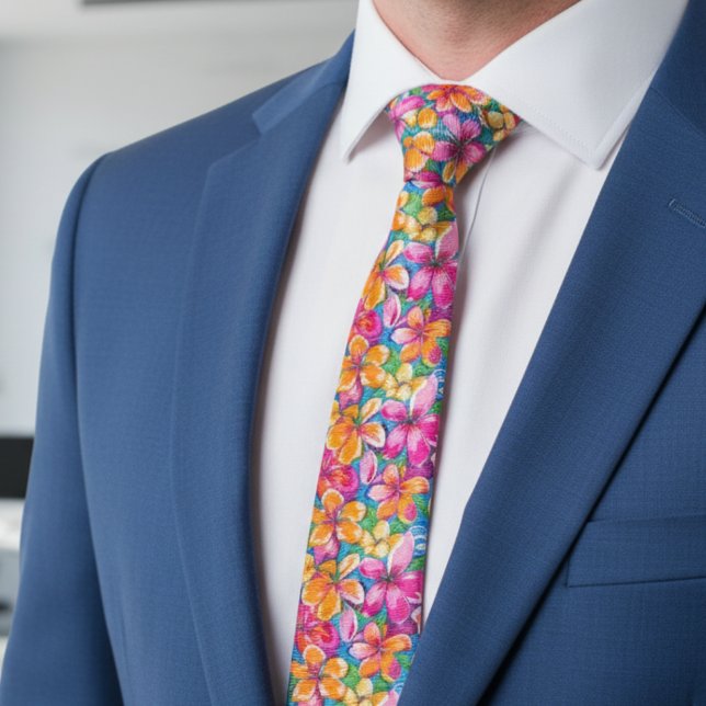 Cravate Motif floral tropical coloré (Créateur téléchargé)