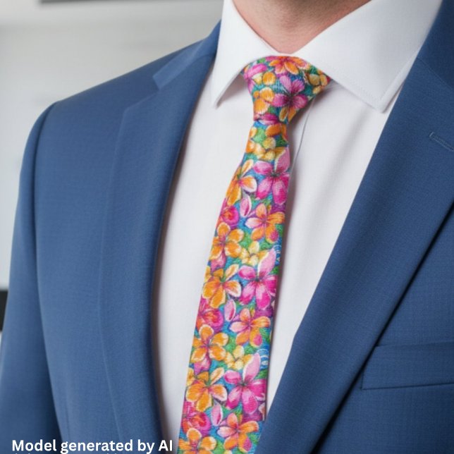 Cravate Motif floral tropical coloré (Créateur téléchargé)