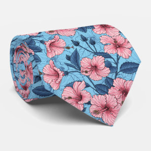 Cravate Motif floral tropical d'Hibiscus