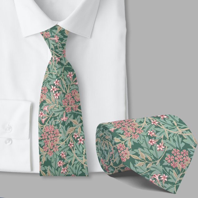 Cravate Motif floral vert rose inspiré de William Morris (Créateur téléchargé)