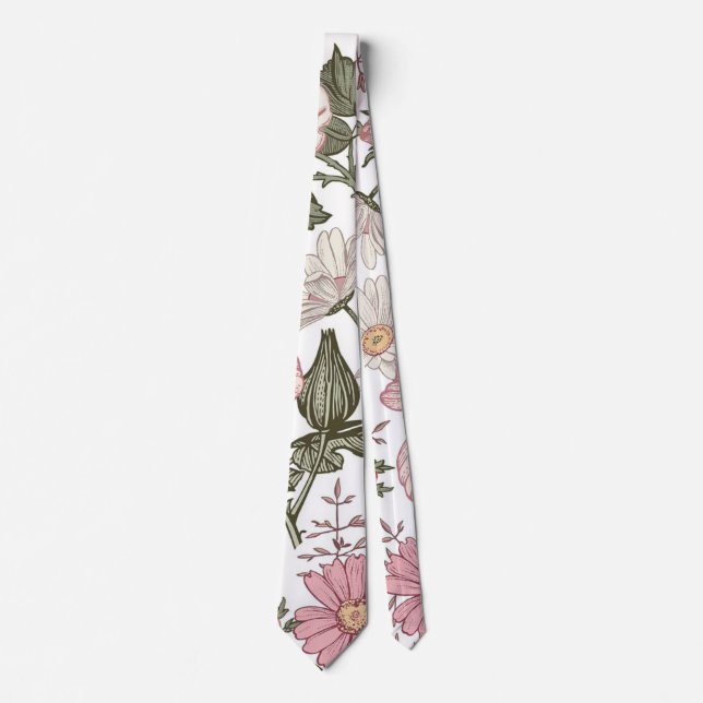 Cravate Motif floral vintage avec roses (Devant)