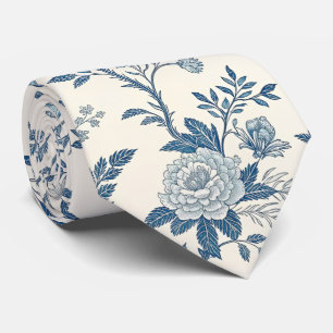 Cravate Motif floral vintage bleu
