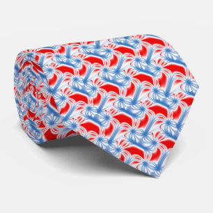 Cravate Motif fractal incurvé rouge et bleu