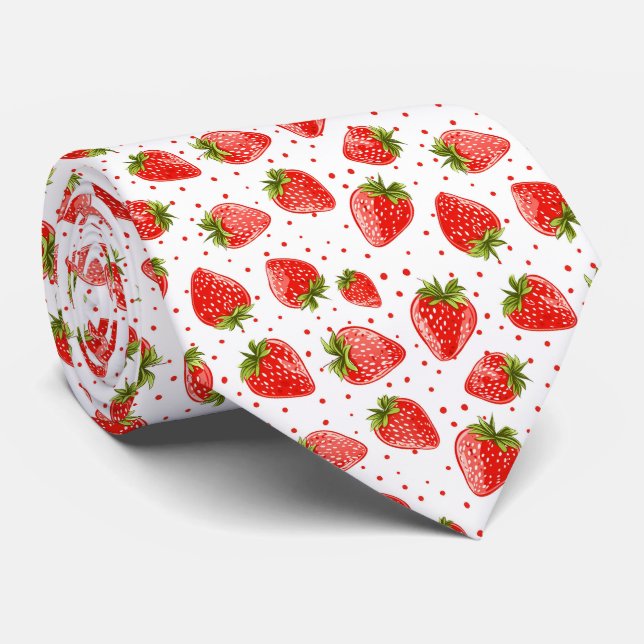 Cravate Motif fraise (Roulé)