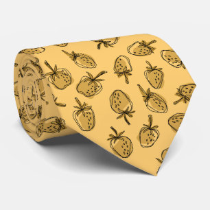 Cravate motif fraise jaune