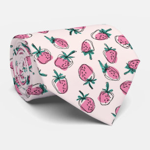 Cravate Motif fraise rose
