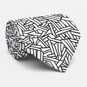 Cravate Motif géométrique abstrait en noir et blanc
