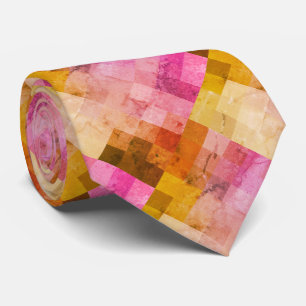 Cravate Motif géométrique Aquarelle rose