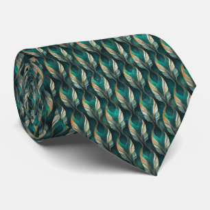 Cravate Motif géométrique Art Déco sarcelle et or