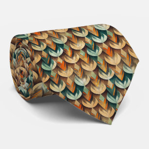 Cravate Motif géométrique Art déco sarcelle et or (10)