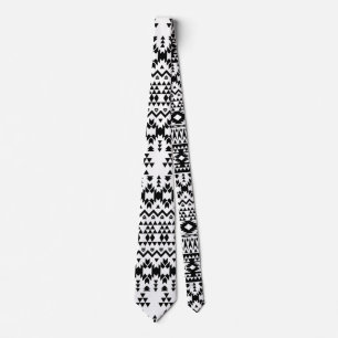Cravate Motif géométrique Aztec noir et blanc