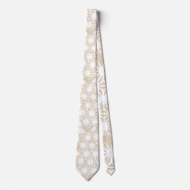 Cravate Motif géométrique beige (Devant)