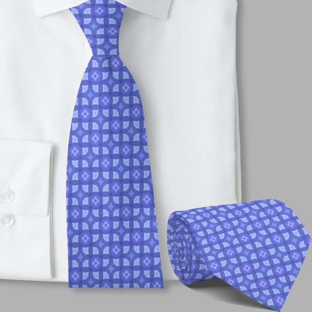 Cravate Motif géométrique bleu élégant (Créateur téléchargé)