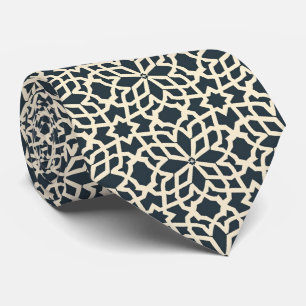 Cravate Motif géométrique bleu foncé et ivoire - Moderne