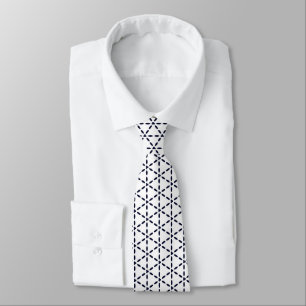 Cravate Motif géométrique bleu marine sur fond blanc