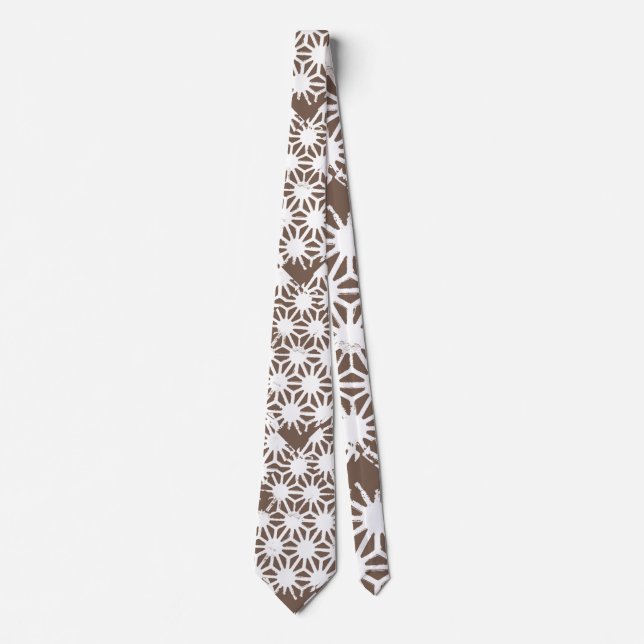 Cravate motif géométrique Brown et blanc (Devant)