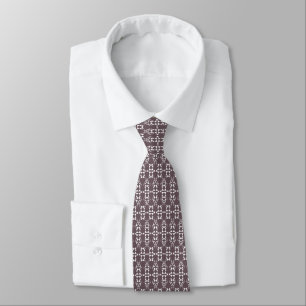 Cravate motif géométrique Brown et blanc