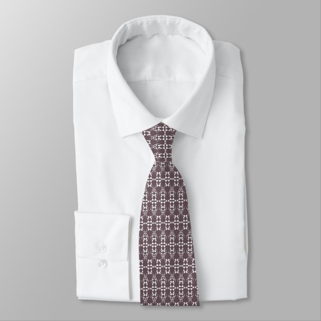 Cravate motif géométrique Brown et blanc (Attaché)