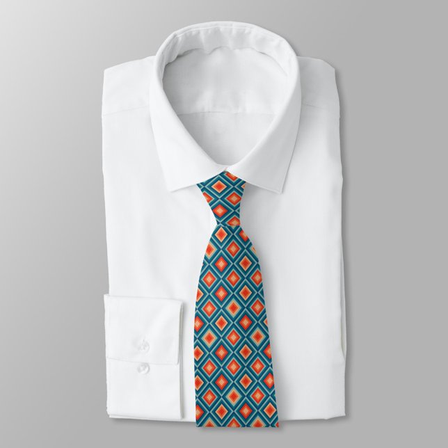 Cravate motif géométrique coloré sur fond bleu (Créateur téléchargé)