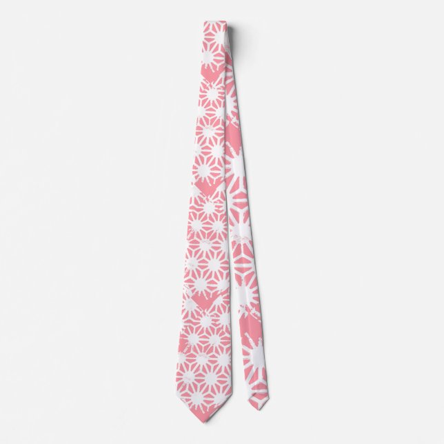 Cravate Motif géométrique corail (Devant)
