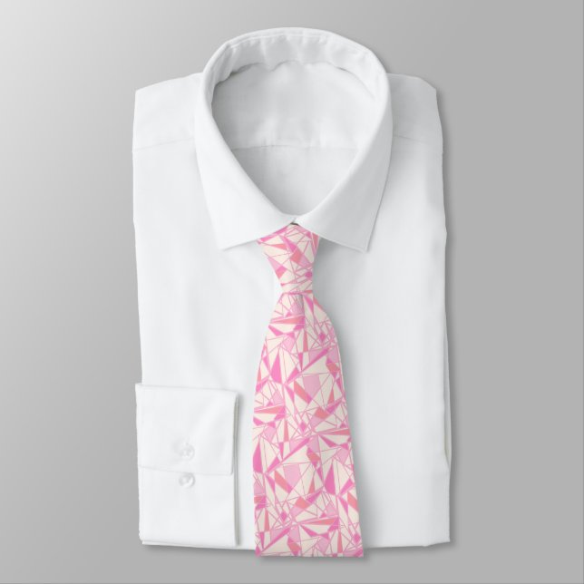 Cravate Motif géométrique couleur abstraite rose  (Attaché)