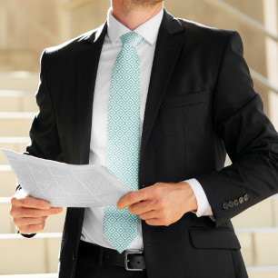 Cravate Motif géométrique de la mer et des diamants blancs