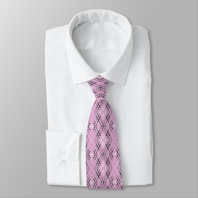 Cravate Motif géométrique diamants roses rétro (Attaché)