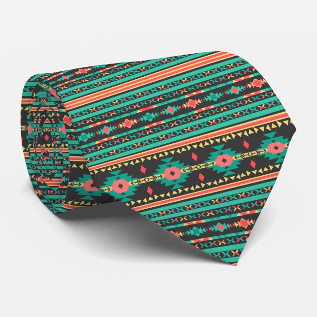 Cravate Motif géométrique ethnique tribal cool (Roulé)