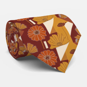 Cravate Motif géométrique floral automnal rustique (1)