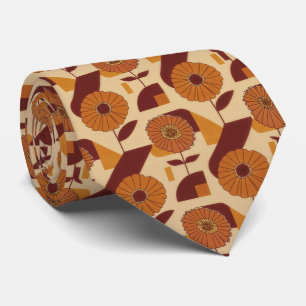 Cravate Motif géométrique floral automnal rustique (3)