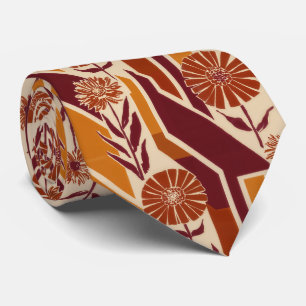 Cravate Motif géométrique floral automnal rustique (9)