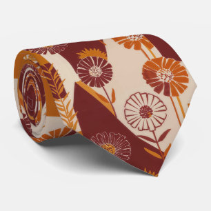 Cravate Motif géométrique floral d'automne du milieu du si
