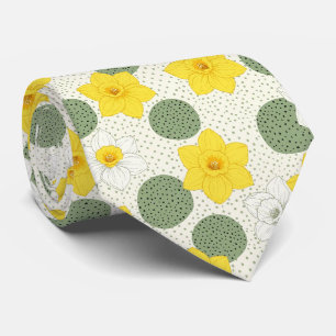 Cravate Motif géométrique floral de jonquille botanique
