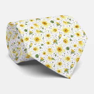 Cravate Motif géométrique floral de jonquille botanique (2