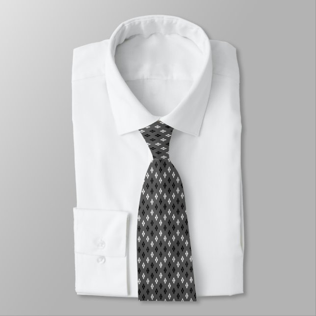 Cravate motif géométrique gris noir et blanc fin (Attaché)