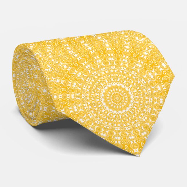 Cravate Motif Géométrique Mandala Doré (Roulé)