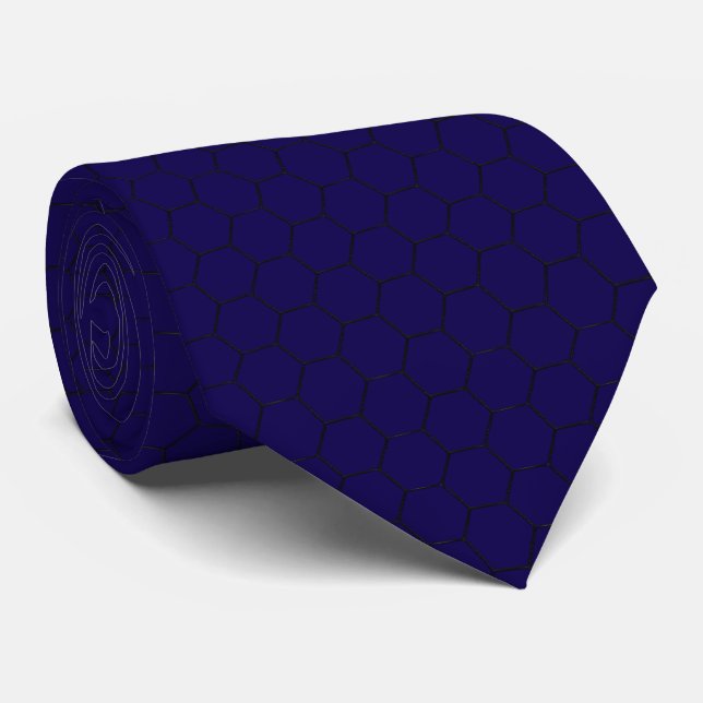 Cravate Motif Géométrique Moderne de Grille Hexagonale (Roulé)