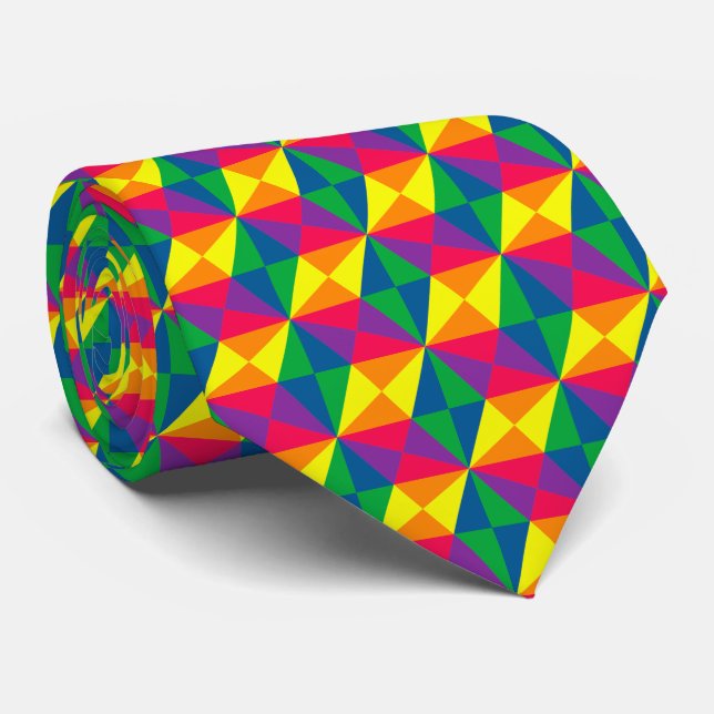 Cravate Motif géométrique multicolore vif (Roulé)