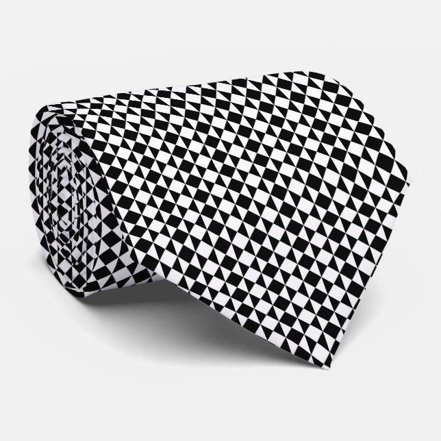 Cravate Motif géométrique noir et blanc (Roulé)