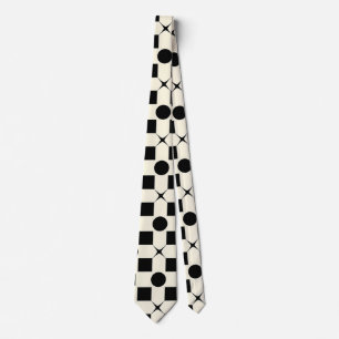 Cravate Motif géométrique noir et blanc avec cercles