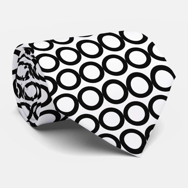 Cravate Motif géométrique noir et blanc Cercles (Roulé)