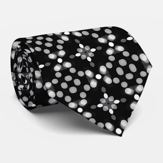 Cravate Motif Géométrique Noir et Blanc Professionnel (Roulé)