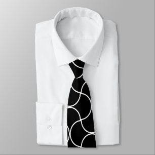Cravate Motif Géométrique Noir et Blanc Sans Maille