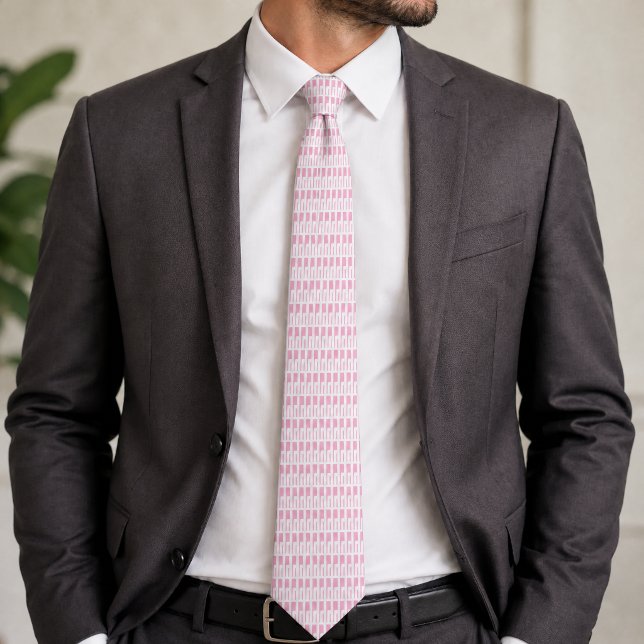 Cravate Motif Géométrique Rose Blanc (Créateur téléchargé)